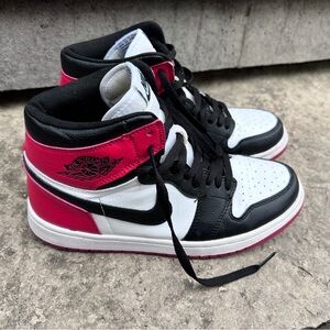 Authentic Air Jordan 1 Retro BG Black Toe White Varsity Red Sneakers Sz US 8